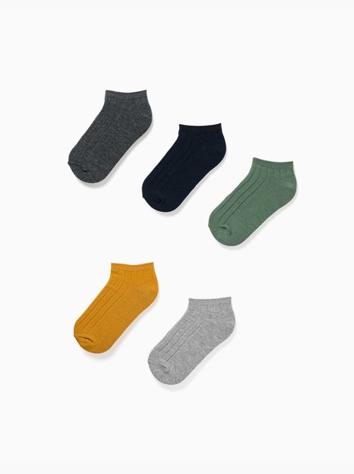 5 pares de calcetines tobilleros acanalados - Kiabi 5 pares de calcetines tobilleros acanalados - Kiabi