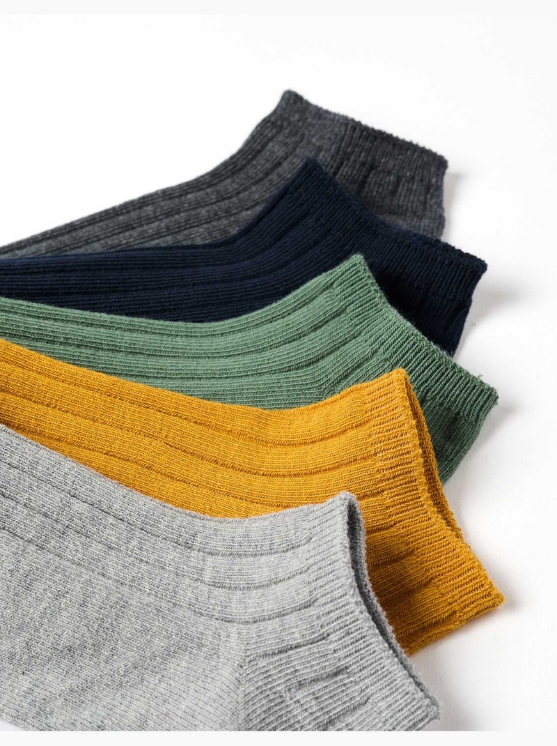 5 pares de calcetines tobilleros acanalados Multicolor - Kiabi