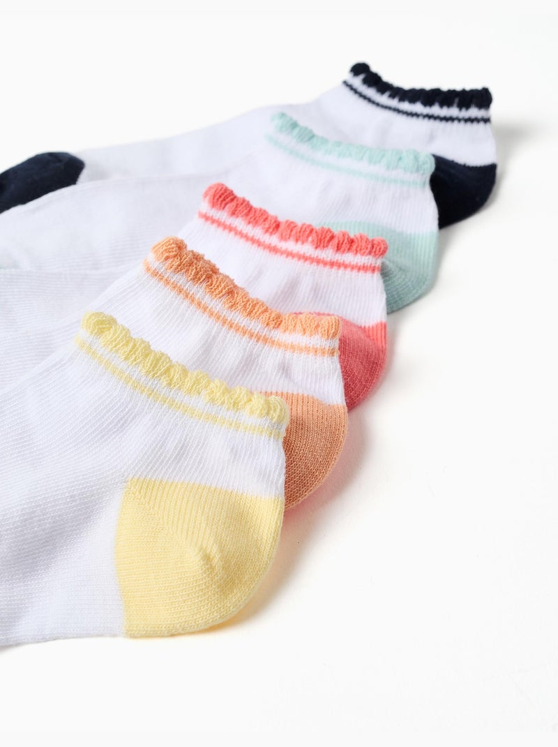 5 pares de calcetines tobilleros con cañas onduladas Blanco - Kiabi