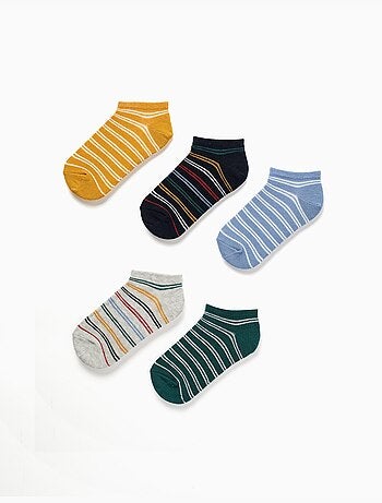 5 pares de calcetines tobilleros con rayas a contraste