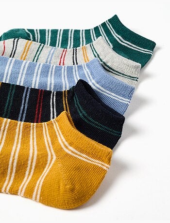 5 pares de calcetines tobilleros con rayas a contraste