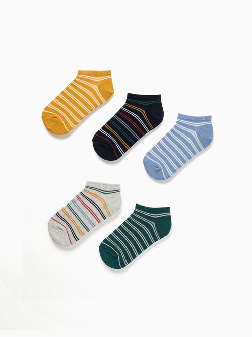5 pares de calcetines tobilleros con rayas a contraste - Kiabi 5 pares de calcetines tobilleros con rayas a contraste - Kiabi
