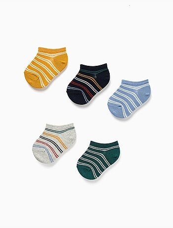5 pares de calcetines tobilleros con rayas a contraste