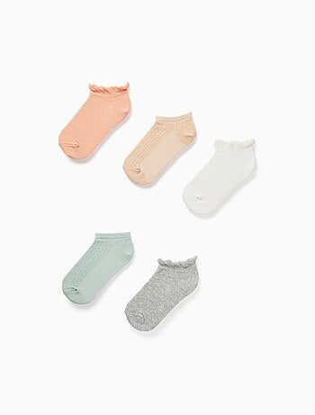 5 pares de calcetines tobilleros con volantes/jacquard
