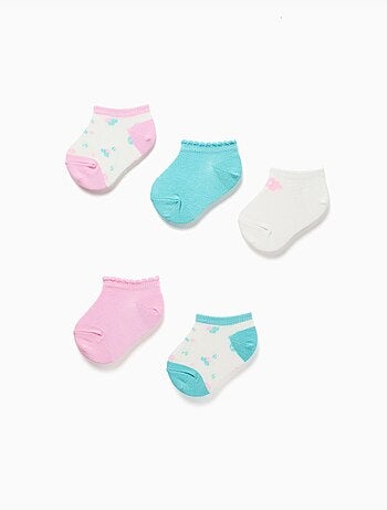 5 pares de calcetines tobilleros lisos/florales