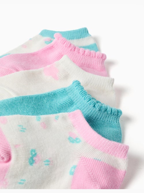 5 pares de calcetines tobilleros lisos/florales - Kiabi