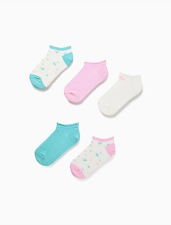 5 pares de calcetines tobilleros lisos/florales
