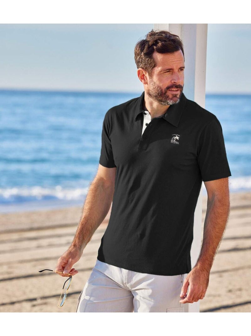 5x polos de algodón de manga corta pacific island Blanco Azul Negro - Kiabi