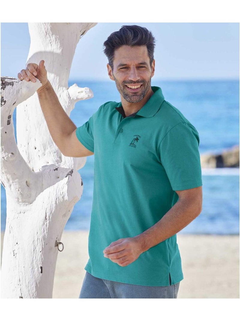 5x polos de algodón de manga corta pacific island Blanco Azul Negro - Kiabi