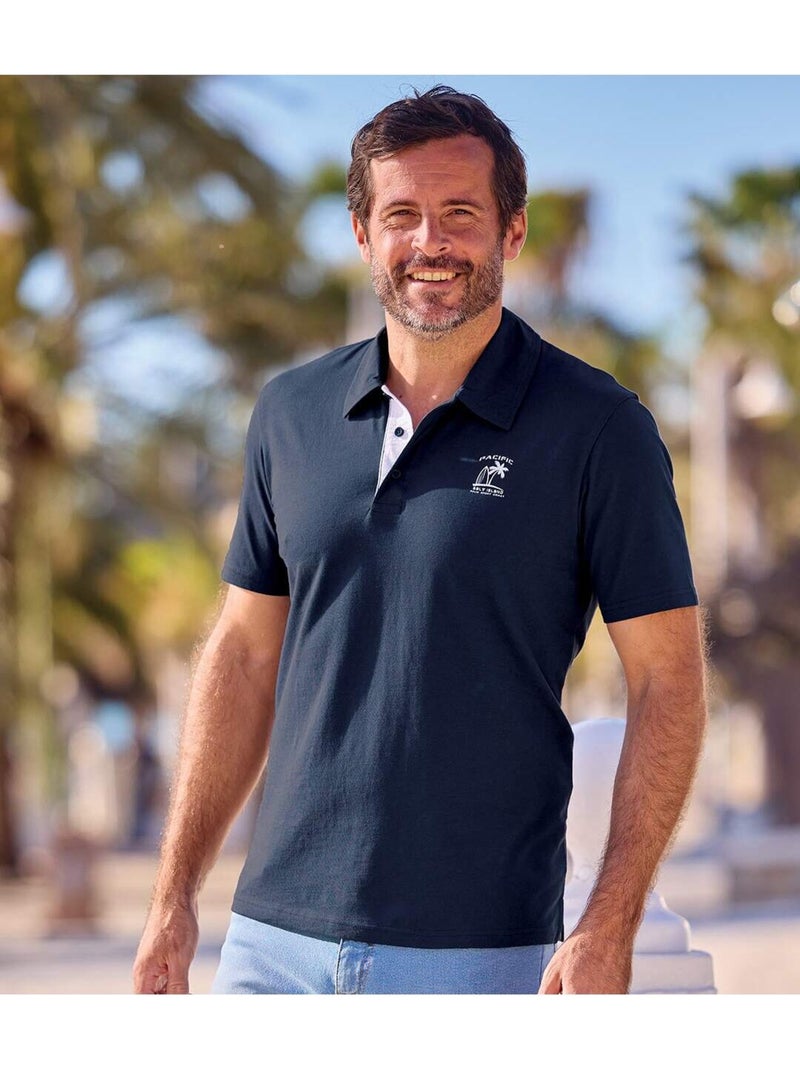 5x polos de algodón manga corta pacific island Blanco Gris Azul - Kiabi