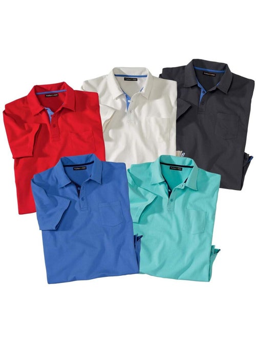 5x polos lisos de algodón de manga corta con bolsillo en el pecho - Kiabi 5x polos lisos de algodón de manga corta con bolsillo en el pecho - Kiabi
