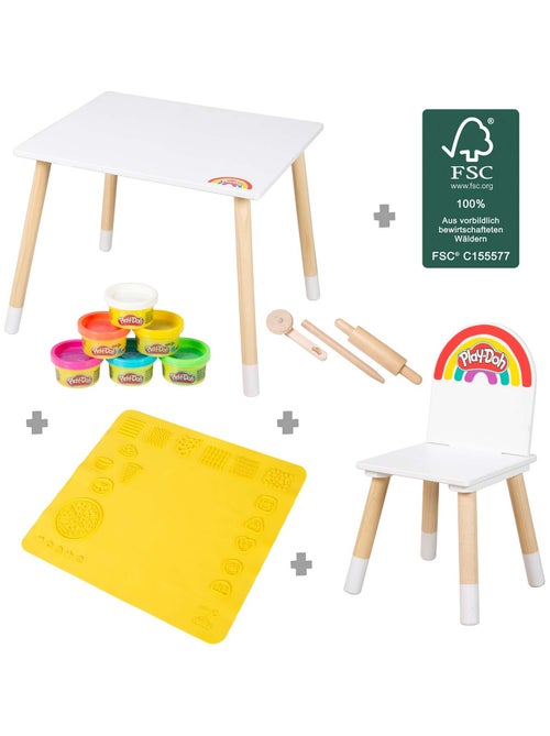 6 botes de plastilina + mesa y silla infantil + alfombra y accesorios 'roba x Play-Doh' - Kiabi