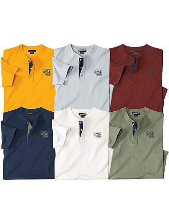 6x camisetas de algodón cuello tunecino outdoor