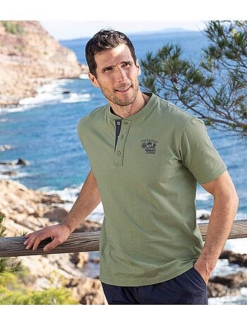 6x camisetas de algodón cuello tunecino outdoor