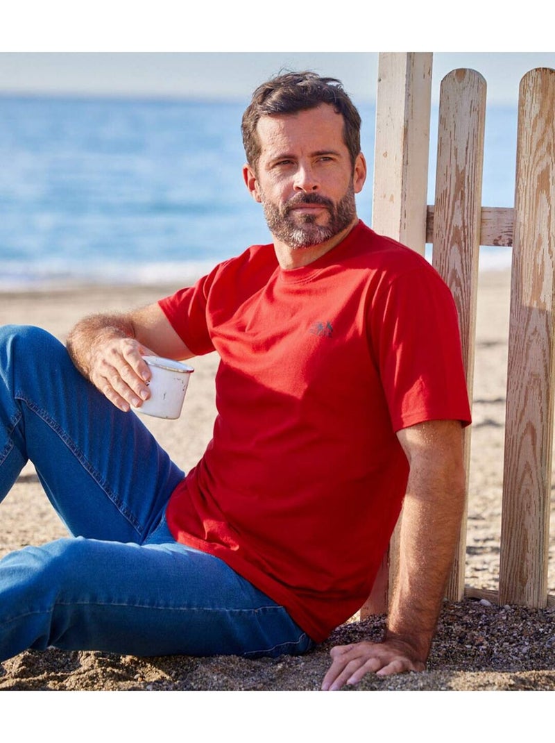 7x camisetas de algodón de manga corta y cuello redondo Blanco Azul Negro - Kiabi