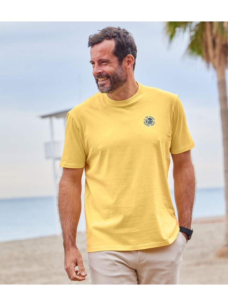 7x camisetas lisas de algodón con cuello redondo palm coast Blanco Amarillo Negro - Kiabi