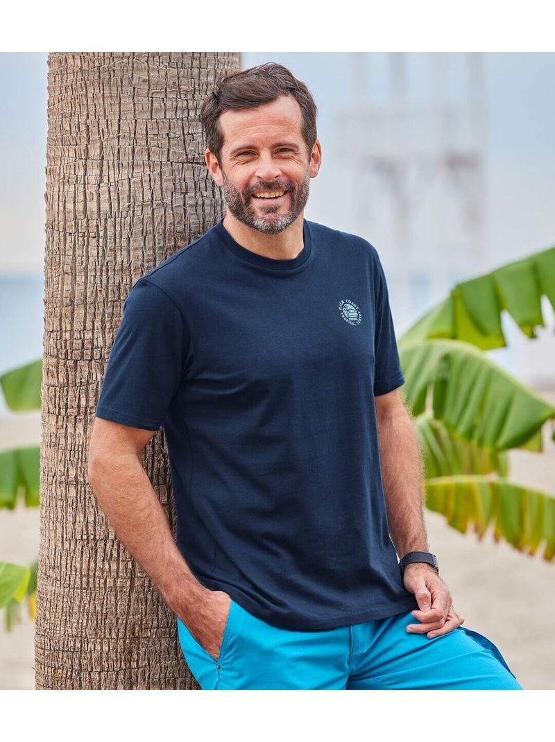 7x camisetas lisas de algodón con cuello redondo palm coast Blanco Amarillo Negro - Kiabi
