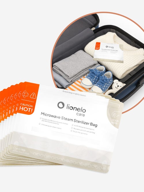 8 bolsas esterilizadoras reutilizables LIONELO - Aptas para microondas - Para biberones y accesorios - Kiabi