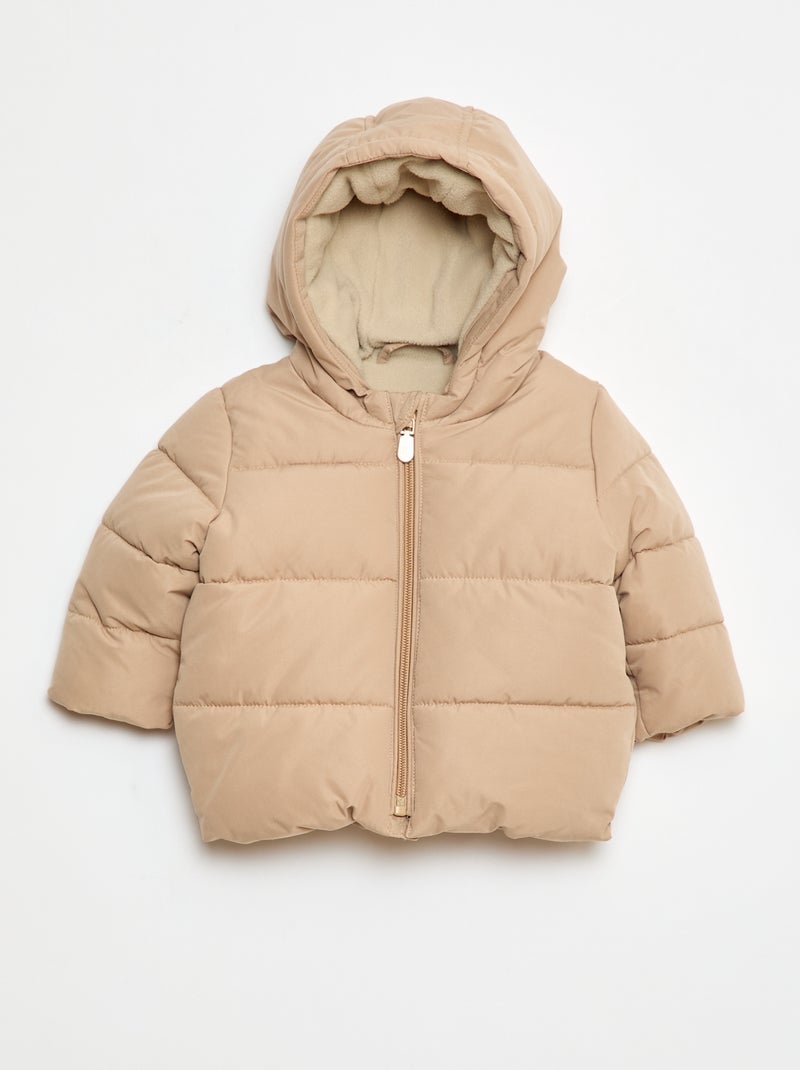 Abrigo acolchado con capucha Beige - Kiabi