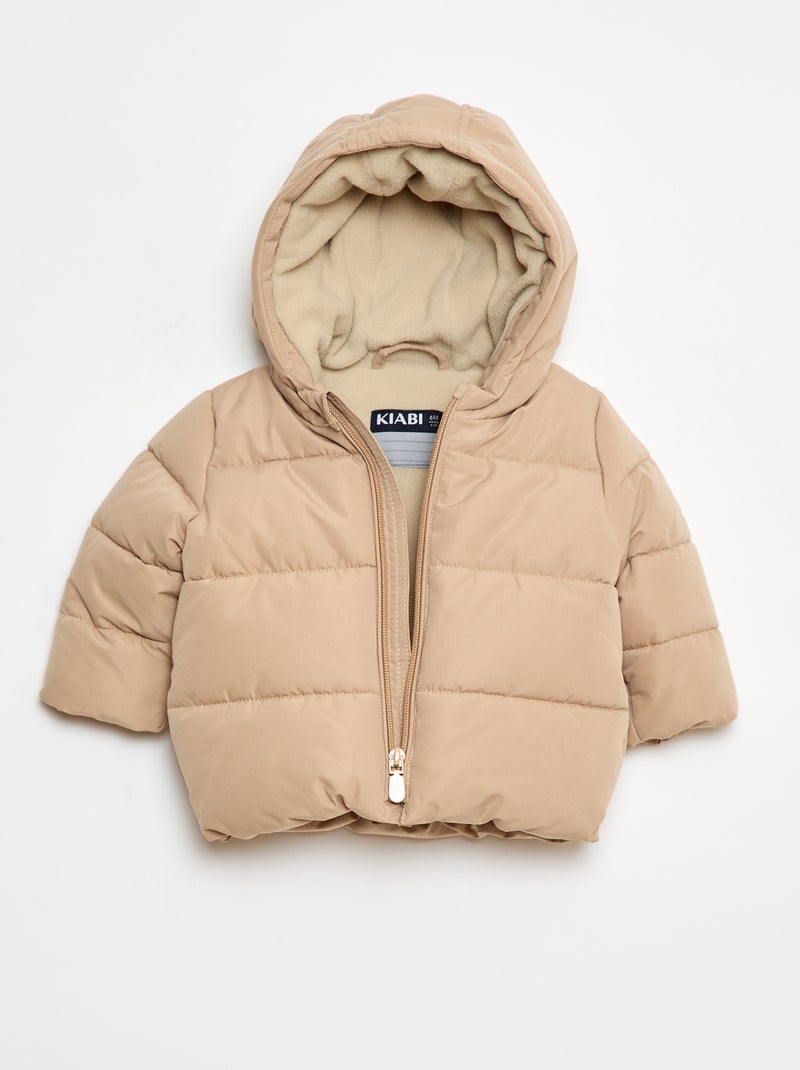 Abrigo acolchado con capucha Beige - Kiabi