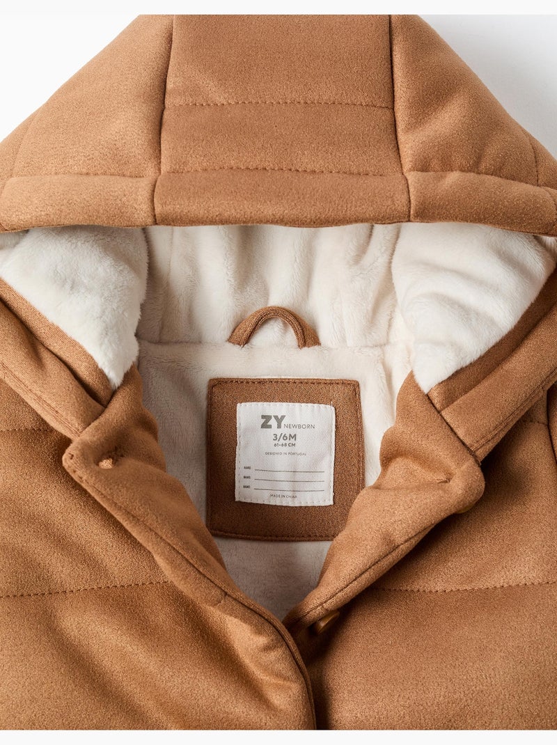 Abrigo acolchado con capucha y forro de felpa Beige - Kiabi