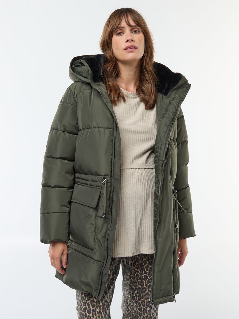 Abrigo acolchado de maternidad con detalle para portear Verde - Kiabi
