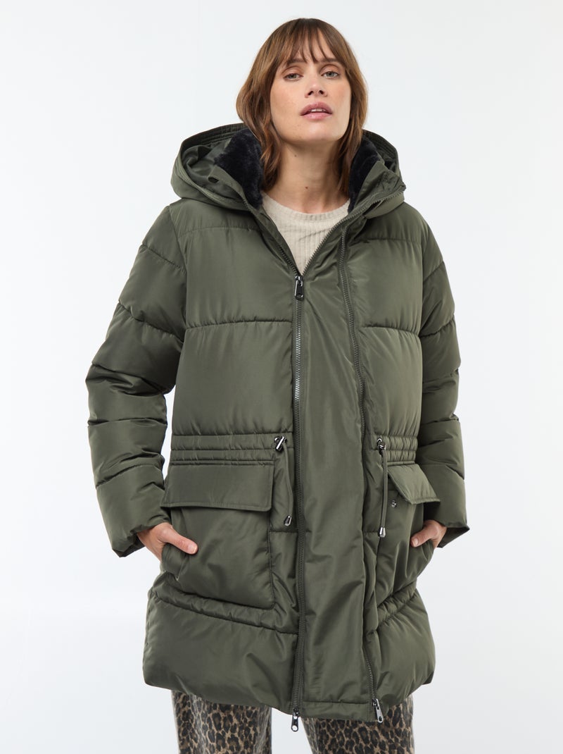 Abrigo acolchado de maternidad con detalle para portear Verde - Kiabi