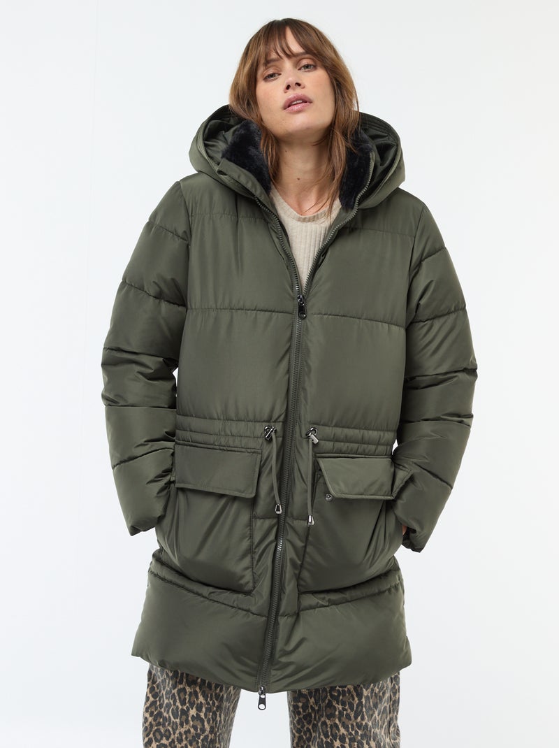 Abrigo acolchado de maternidad con detalle para portear Verde - Kiabi