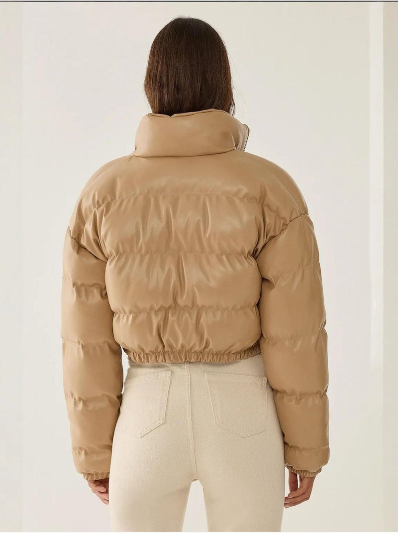 Abrigo acolchado de piel sintética hiccup Beige natural - Kiabi