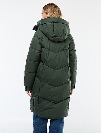 Abrigo acolchado largo cálido e impermeable con capucha