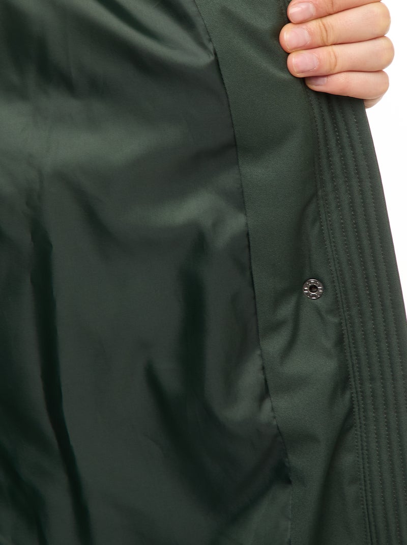 Abrigo acolchado largo cálido e impermeable con capucha Kaki - Kiabi