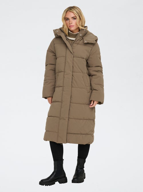 Abrigo acolchado largo con capucha 'JDY' - Kiabi