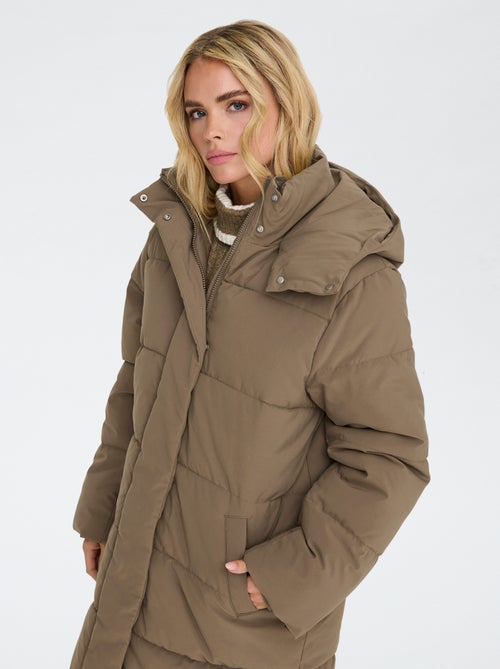 Abrigo acolchado largo con capucha 'JDY' - Kiabi