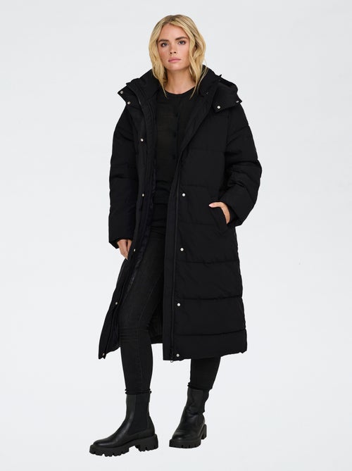 Abrigo acolchado largo con capucha 'JDY' - Kiabi