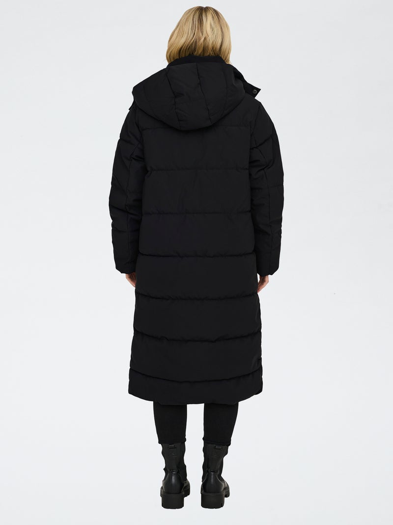 Abrigo acolchado largo con capucha 'JDY' Negro - Kiabi