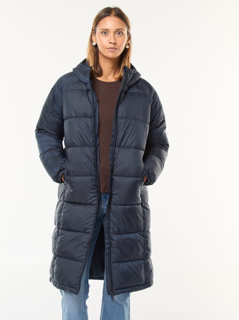 Abrigo acolchado largo repelente al agua Azul Mujer