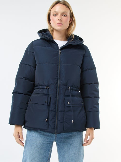 Abrigo acolchado midi con capucha - Kiabi