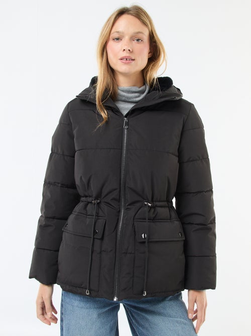 Abrigo acolchado midi con capucha - Kiabi