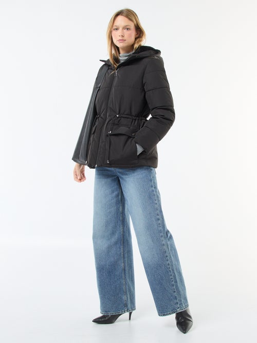 Abrigo acolchado midi con capucha - Kiabi