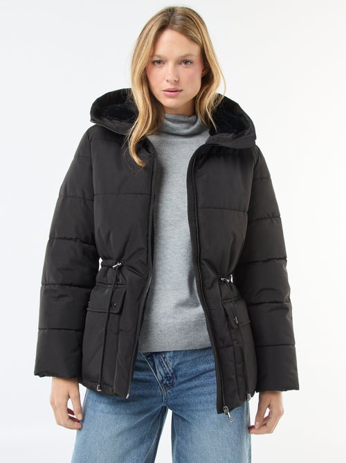 Abrigo acolchado midi con capucha - Kiabi