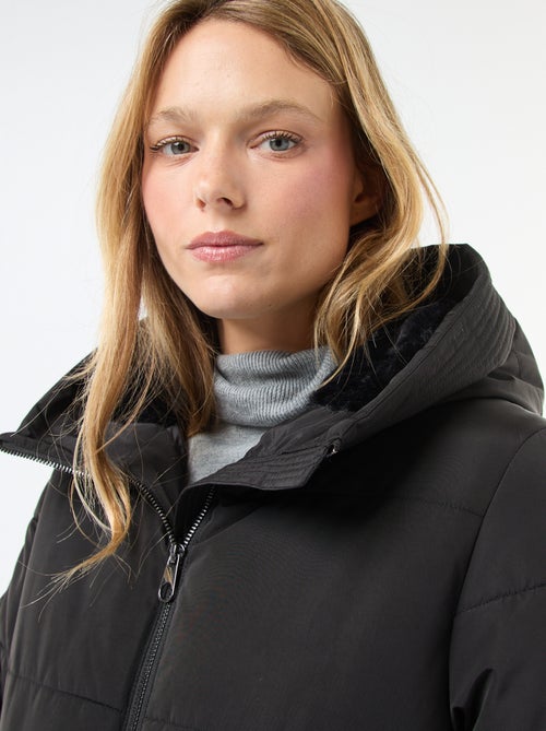 Abrigo acolchado midi con capucha - Kiabi