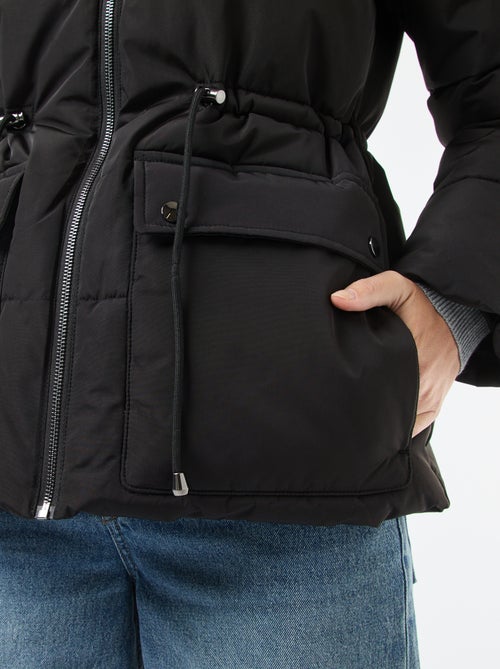 Abrigo acolchado midi con capucha - Kiabi