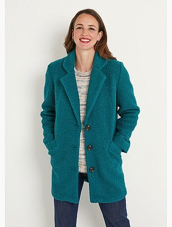 Abrigo bouclette abotonado de largo medio - Afibel