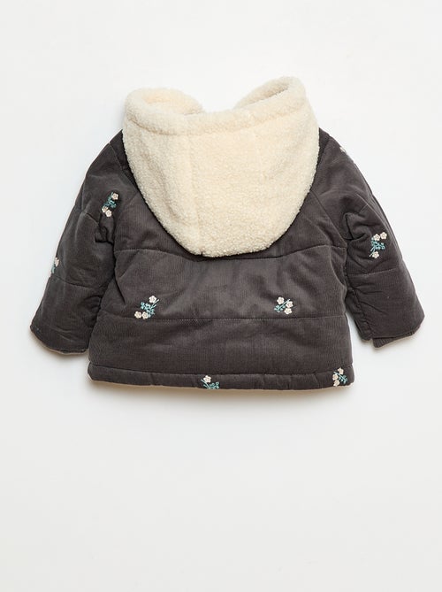 Abrigo con capucha de terciopelo - Kiabi