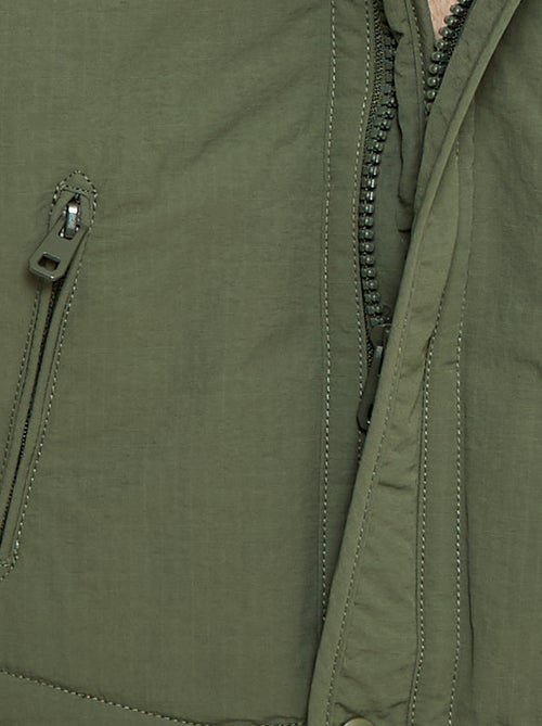 Abrigo con capucha forrado con borreguito sintético - Kiabi