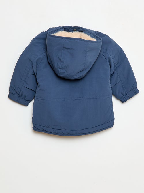 Abrigo con capucha forrado de pelo sintético - Kiabi
