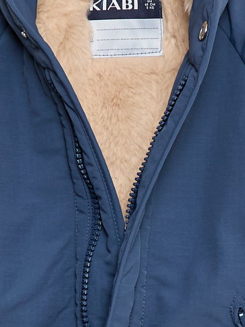 Abrigo con capucha forrado de pelo sintético - Kiabi