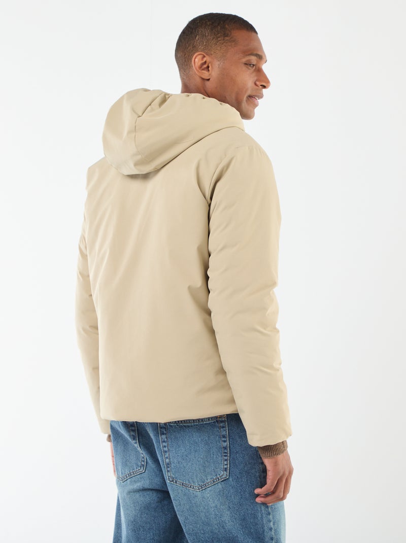 Abrigo con cuello alto con capucha y forro satinado Beige - Kiabi