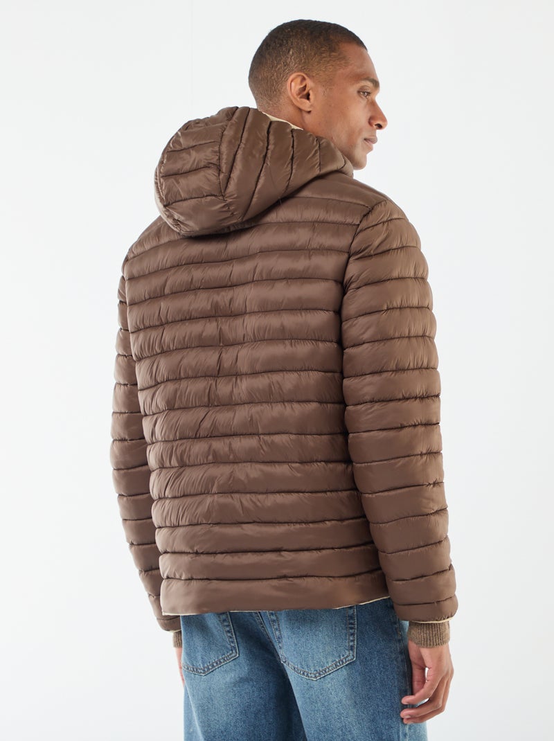Abrigo con cuello alto con capucha y forro satinado Beige - Kiabi