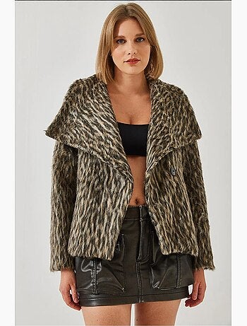 Abrigo con estampado de leopardo cepillado lucci